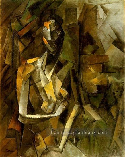 Femme nue assise 1 1909 Cubisme Peintures à l'huile